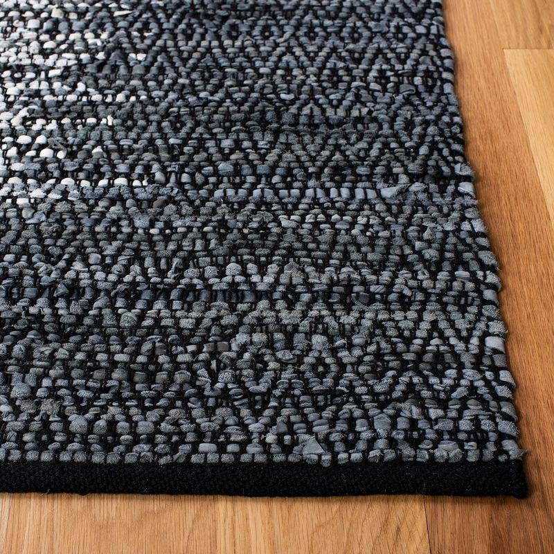Vintage Leather VTL387 Hand Woven Indoor Area Rug - Light Grey/Charcoal - 6'x6' - Safavieh.
