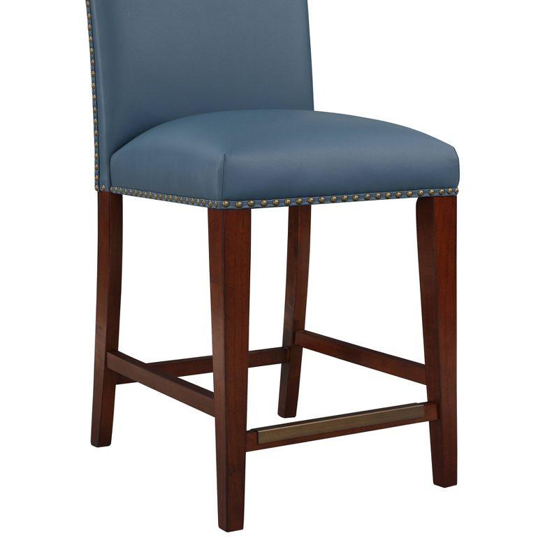 Comfort Pointe Bristol Counter Height Barstool: Espresso Finish, Faux Leather, Nailhead Trim