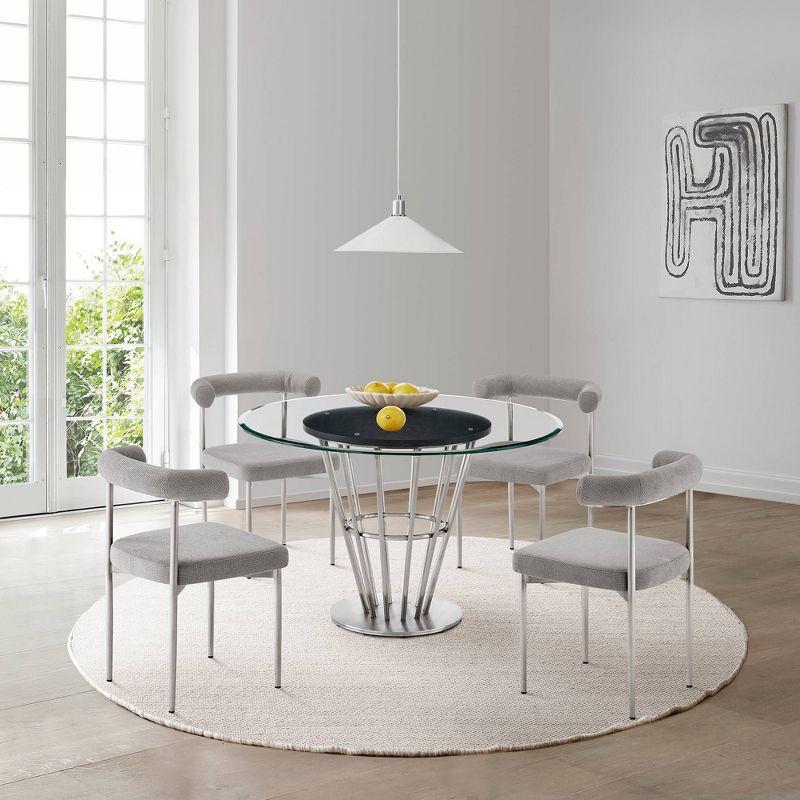 Veronica 48'' Round Glass and Walnut Dining Table