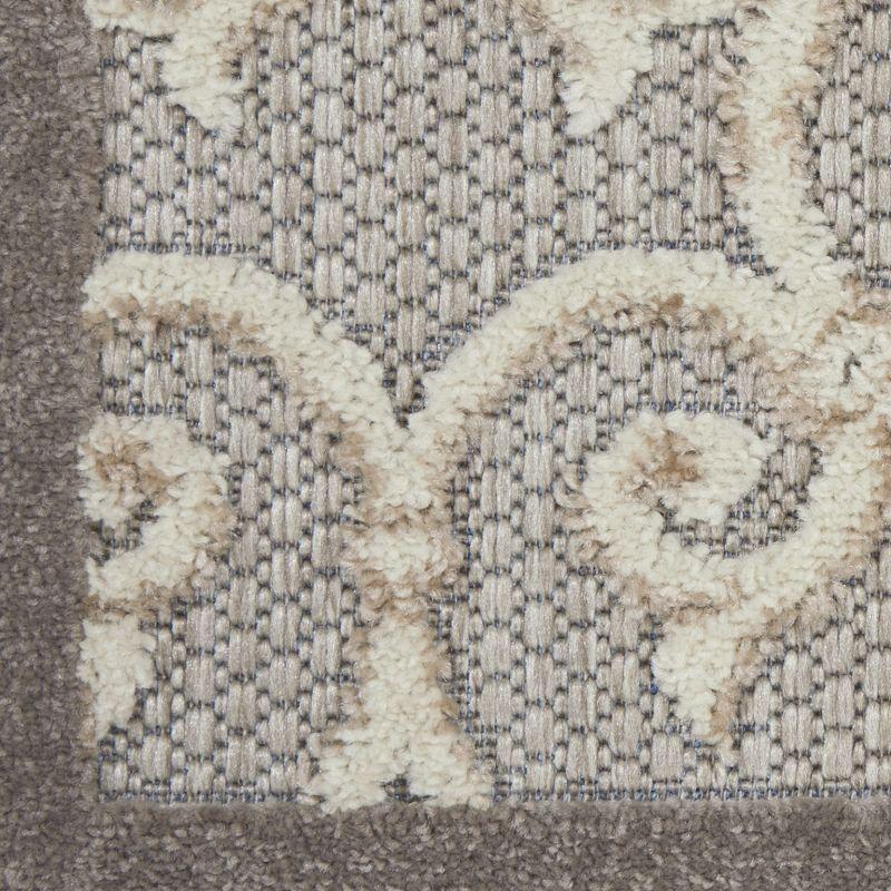 Nourison Aloha Contemporary Scroll Flatweave High-Low Indoor Outdoor Area Rug Natural 2'8" x 4'