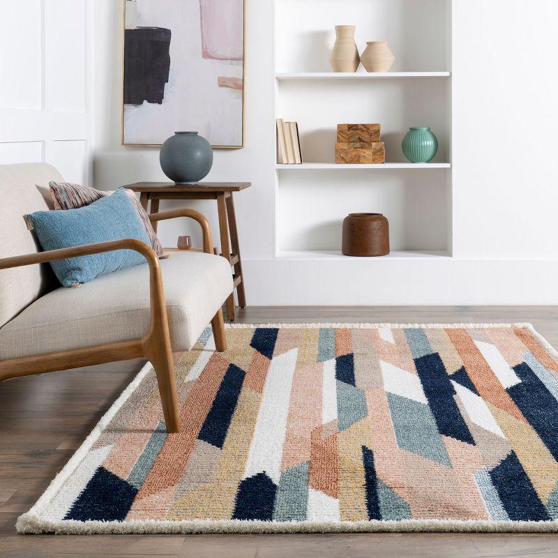 Inga 3' x 5' Multicolor Abstract Fringe Area Rug