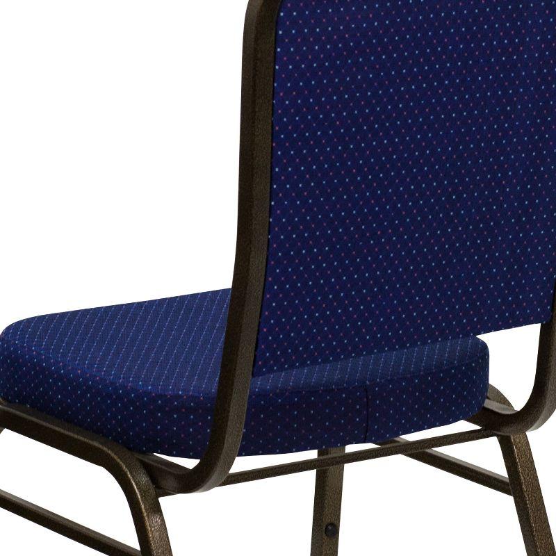 Navy Blue Patterned Fabric Stacking Banquet Chair with Gold Frame