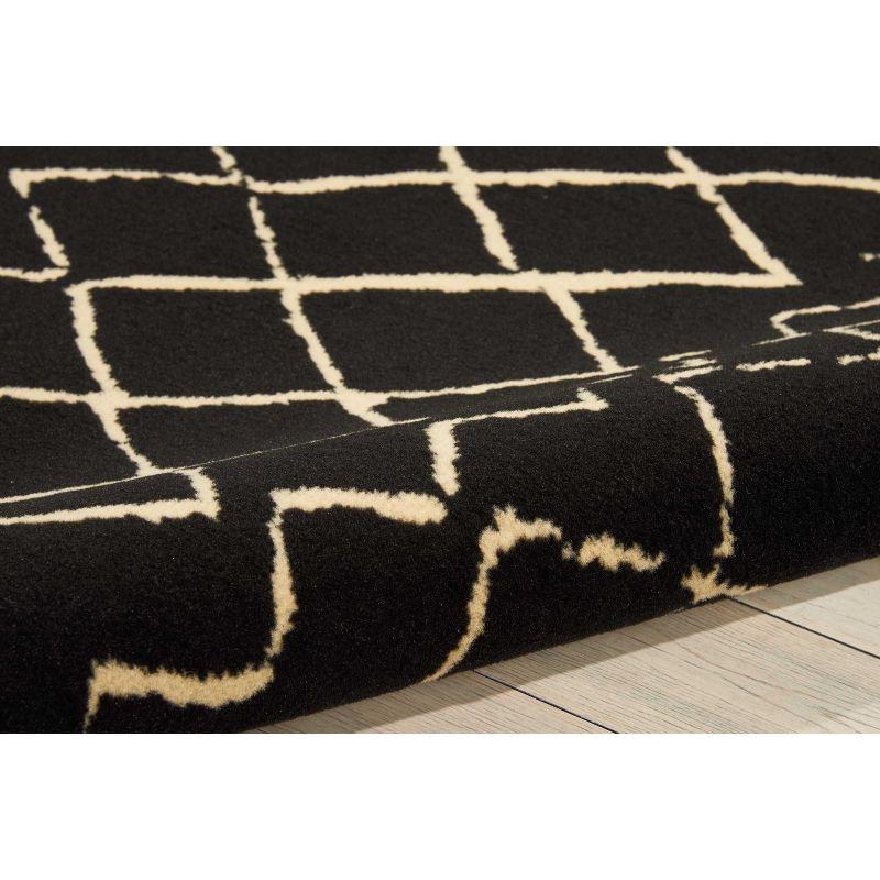 Modern Moroccan Black Synthetic 5'3" x 7'3" Rectangular Area Rug