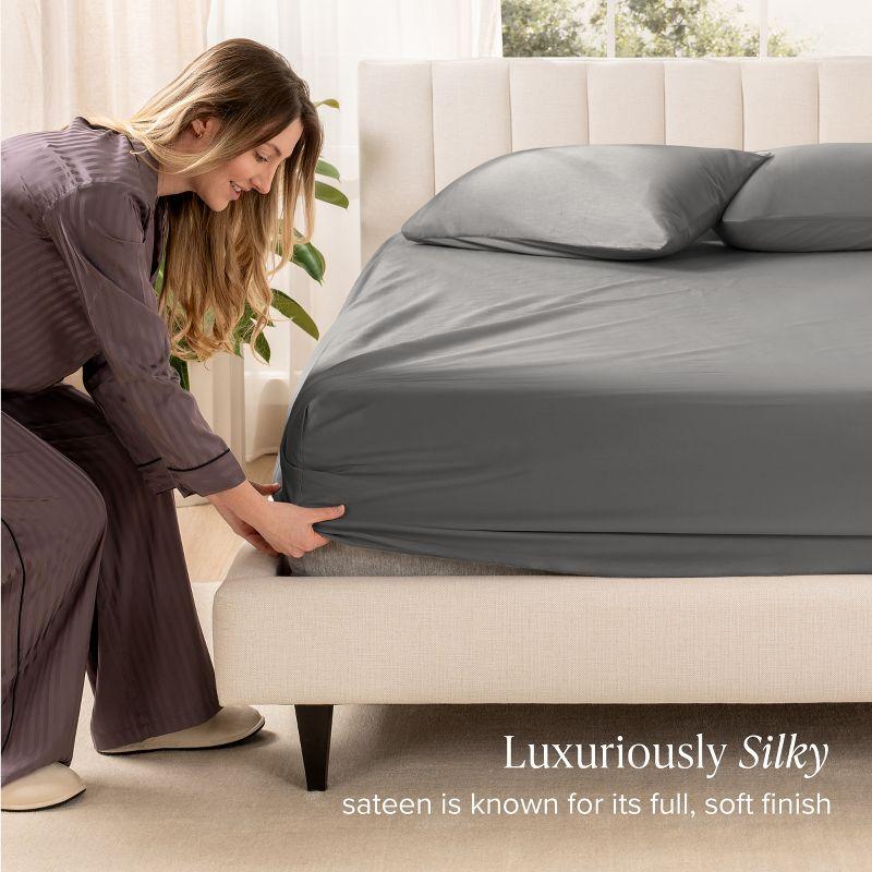 Bare Home Organic Sateen Machine Woven Fitted Sheet