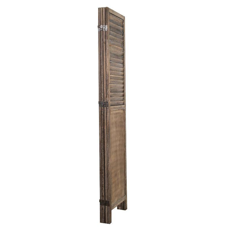 Rancho Shutter 4 Panel Room Divider with Folding Screen Room Partition Paulownia Wood Brown - Proman Products: Wall Separator, No Assembly Required