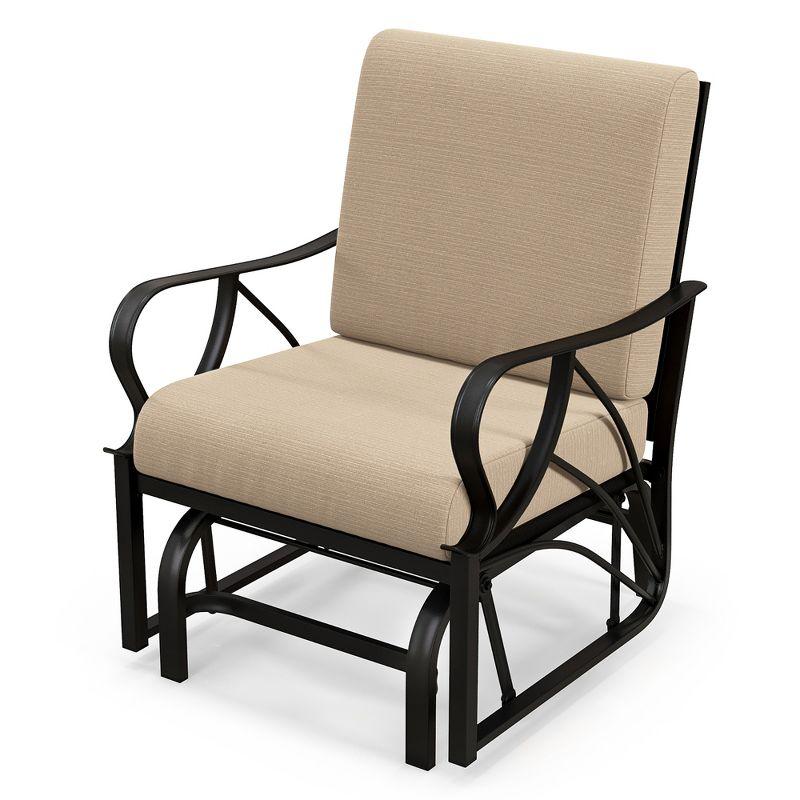 Tangkula Patio Glider Chair Outdoor Metal Glider w/ Seat & Back Cushions Backyard Poolside