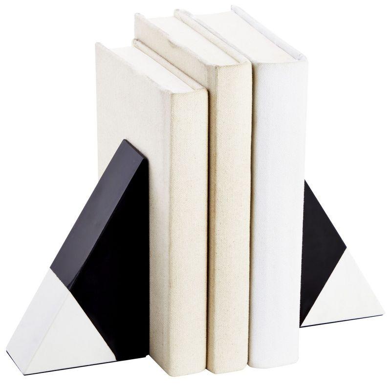 Juvale Set of 2 Decorative Bookends for Shelves, Marble Decor (Black and White)