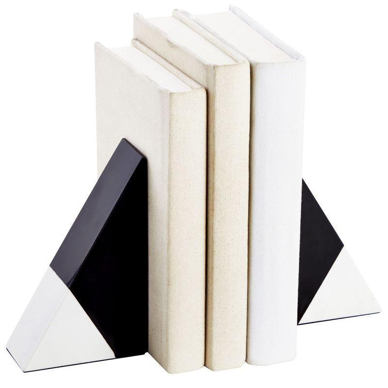 Black Marble Decorative Bookends for Shelves (3.8 x 1.8 x 6 inches, 1 Pair)