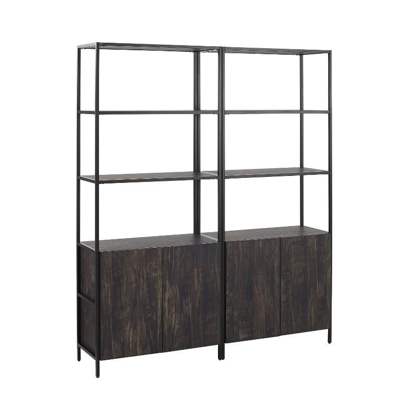 2pc 80.5" Jacobsen Etagere Set Brown Ash - Crosley: Industrial Storage, Steel Frame, Wood Veneer