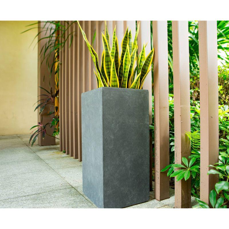 Rosemead Home & Garden, Inc. 24" x 11" Rectangular Kante Lightweight Modern Tall Outdoor Planter Charcoal