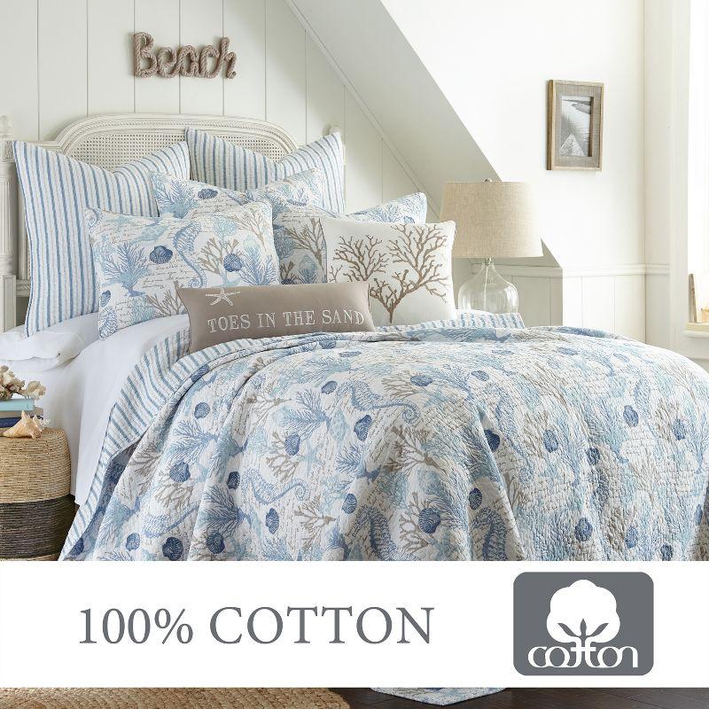 Blue Reversible Cotton Polyester Indoor Window Quilt Set