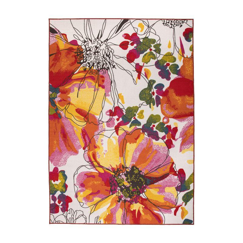 Vibrant Floral Bliss Non-Slip Synthetic Area Rug - 6' x 9'