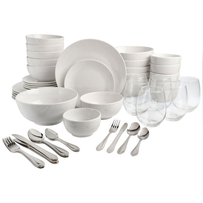 Gibson Home Gibson Home All U Need 60 Piece Plates Bowls Glassware Forks Spoons and Knives Dinnerware Set for 6