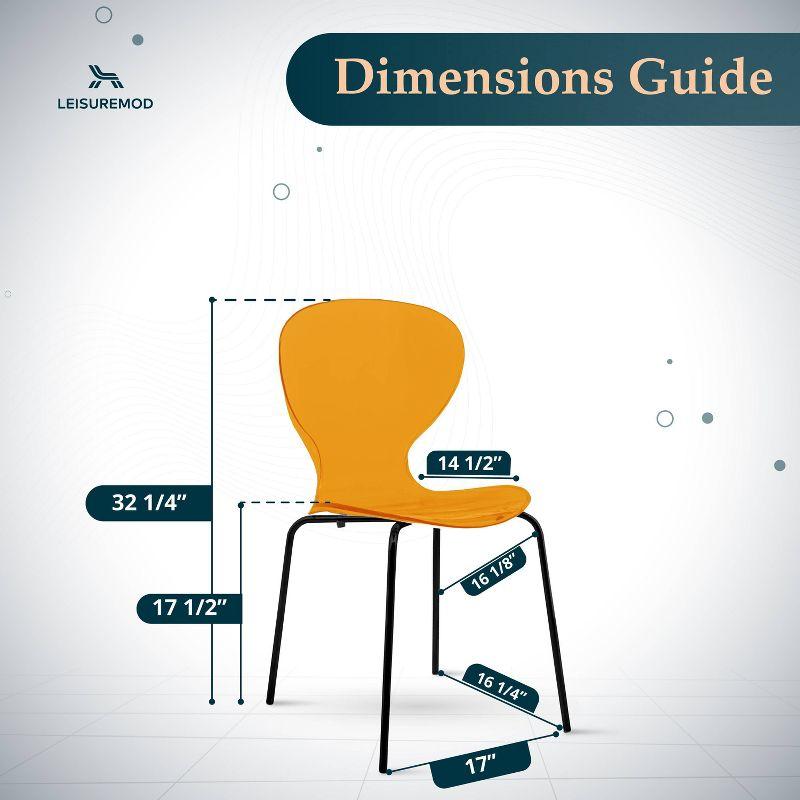 LeisureMod Oyster Black Chrome Base Side Chair in Transparent Orange