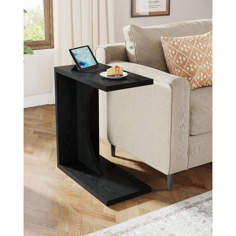 Tribesigns C-Shaped End Table, Couch Table for Small Space, Black