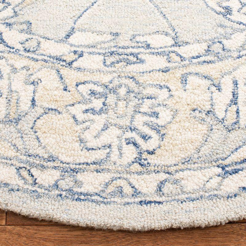 Handmade Blue and Beige Wool Tufted Square Rug