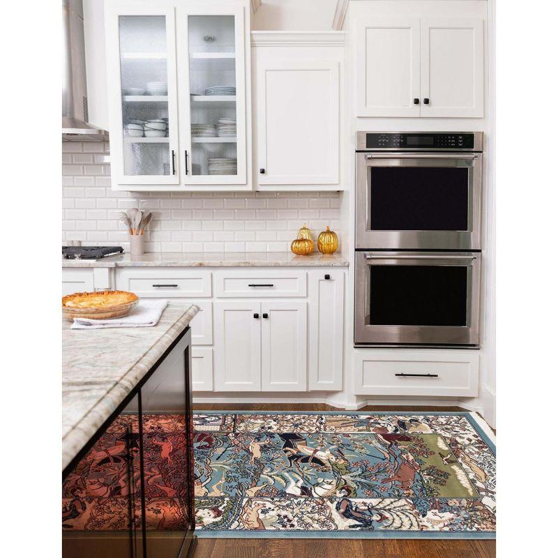 Unique Loom Narenj Birmingham Area Rug ,Blue ,3'x13'