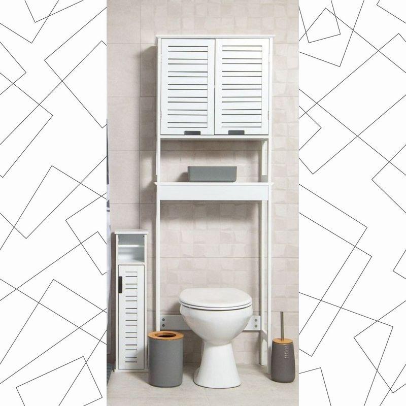 Evideco Miami White Toilet Paper Storage Cabinet with Dispenser, Compact