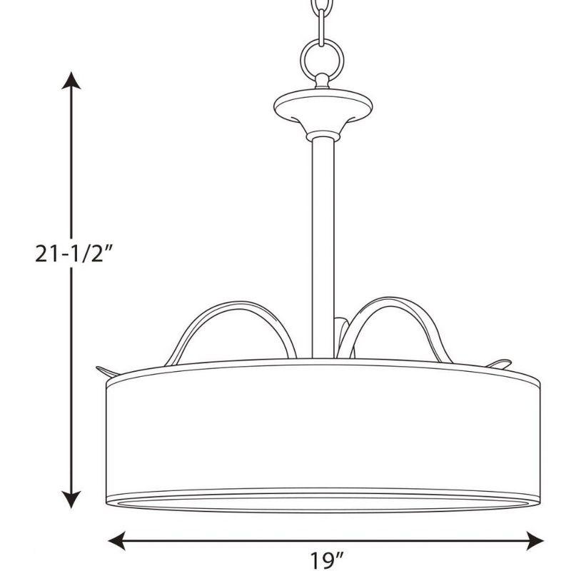 Progress Lighting Inspire 3-Light Inverted Pendant, Brushed Nickel, Off-White Linen Shade