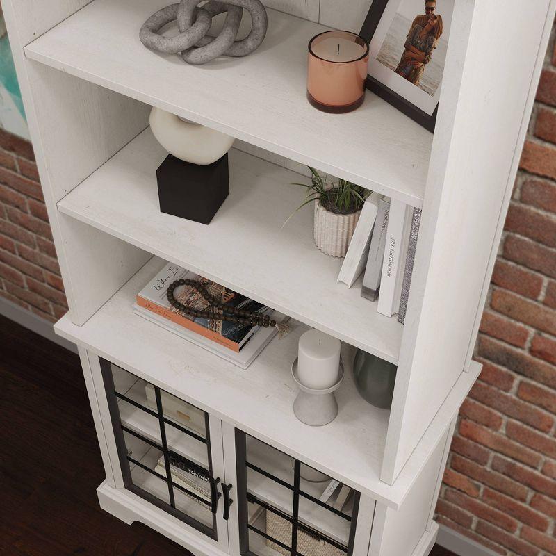 72" Winter Oak Adjustable Bookcase with Glass Doors