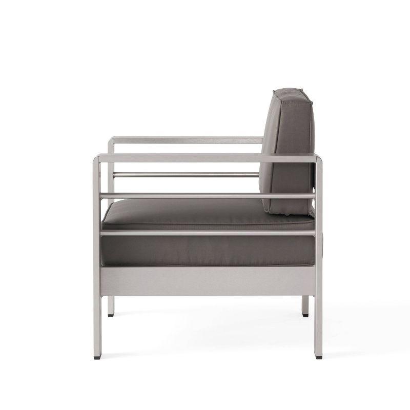 Cape Coral 2pk Aluminum Patio Club Chair - Gray - Christopher Knight Home: Weather-Resistant, Modern Design
