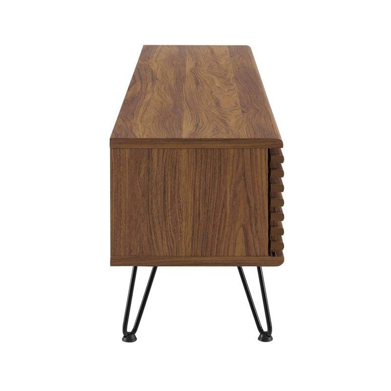 59" Render TV Stand for TVs up to 70" Walnut - Modway: Modern Media Console with Open Shelves & Metal Hardware