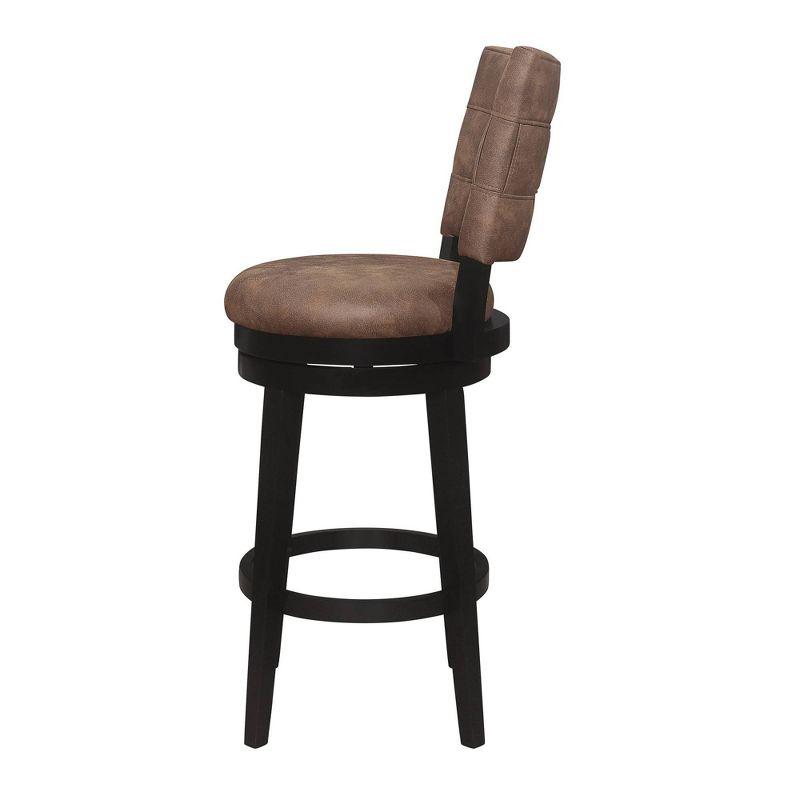 30" Kaede Wood and Upholstered Swivel Barstool Black/Chestnut - Hillsdale Furniture: Matte Finish, Faux Leather, Fixed Height