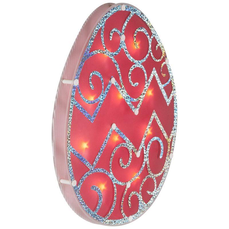 Northlight Lighted Easter Egg Window Silhouette Decoration - 12" - Pink