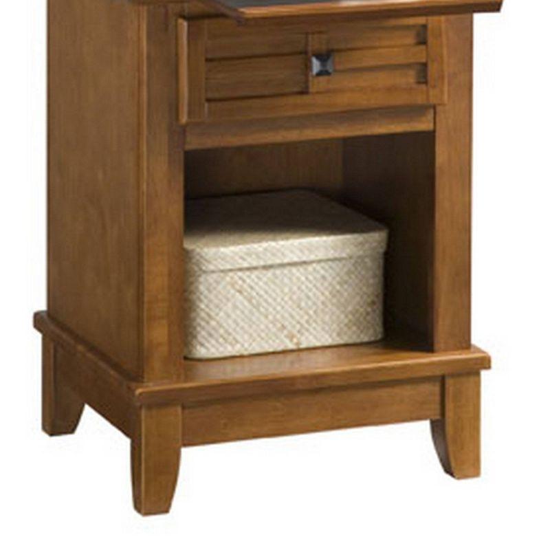 Arts & Crafts Nightstand Cottage Oak - Home Styles: Hardwood Bedside Table with Shelf, Pull-Out Tray