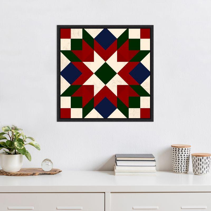 Amanti Art Christmas Barn Quilt IV by Victoria Barnes Framed Canvas Wall Art