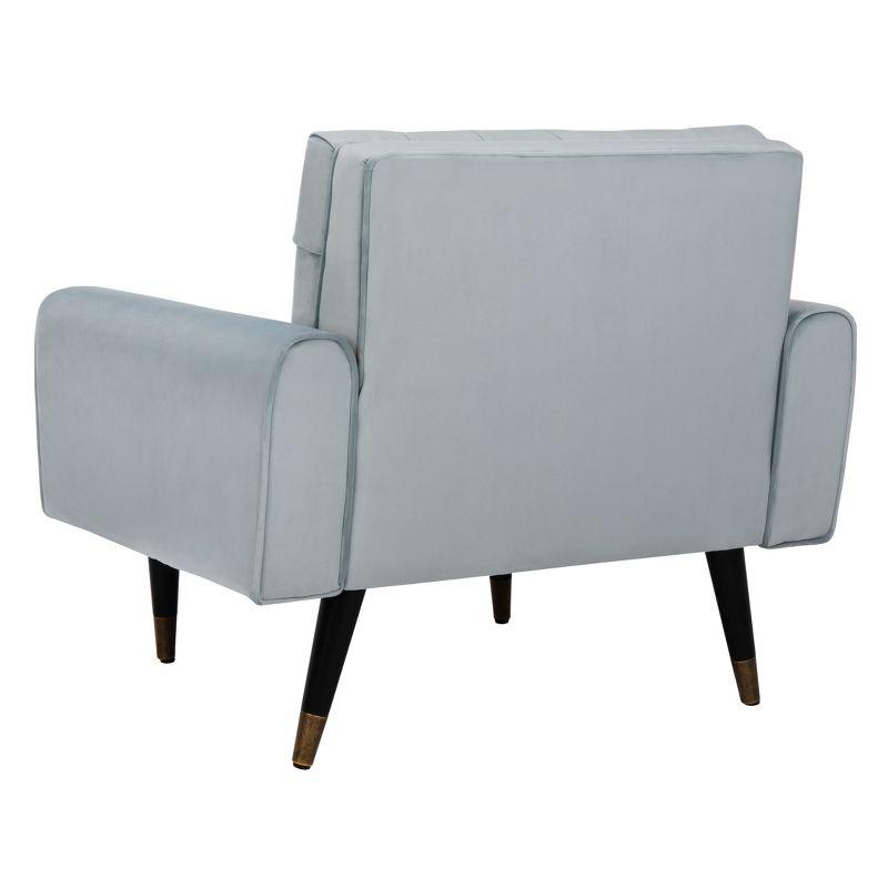 Slate Blue Velvet Tufted Accent Chair with Vintage Black Legs