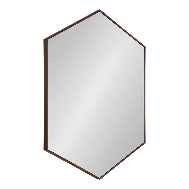 Kate and Laurel All Things Decor 24.75" x 36.75" Rhodes Framed Hexagon Wall Mirror Walnut Brown : Modern Style, No Assembly Required