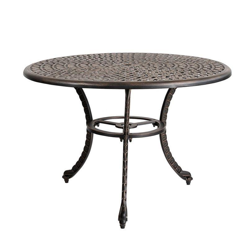 Bronze 41-Inch Round Cast Aluminum Outdoor Dining Table