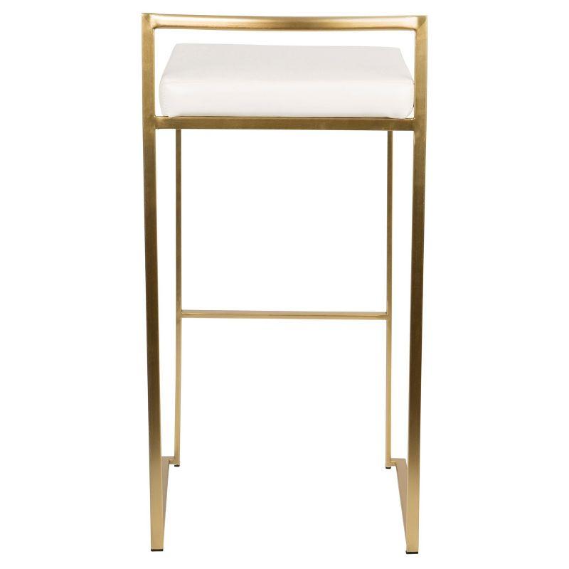 Set of 2 31.5" Fuji Contemporary Barstools White - LumiSource: Upholstered, Stackable, Metal Frame