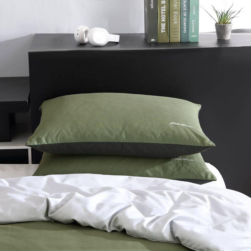 Eddie Bauer Skyline Stripe Reversible Green Duvet Cover Set
