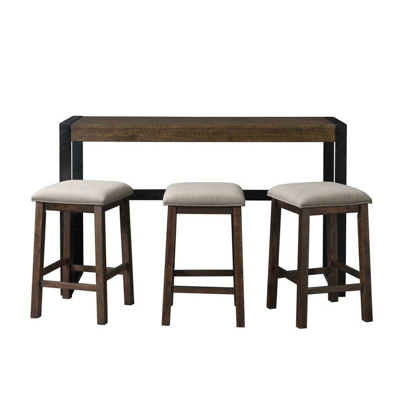 Enrico Multipurpose Bar Table Set Brown - Picket House Furnishings: Includes 3 Stools, USB Outlet