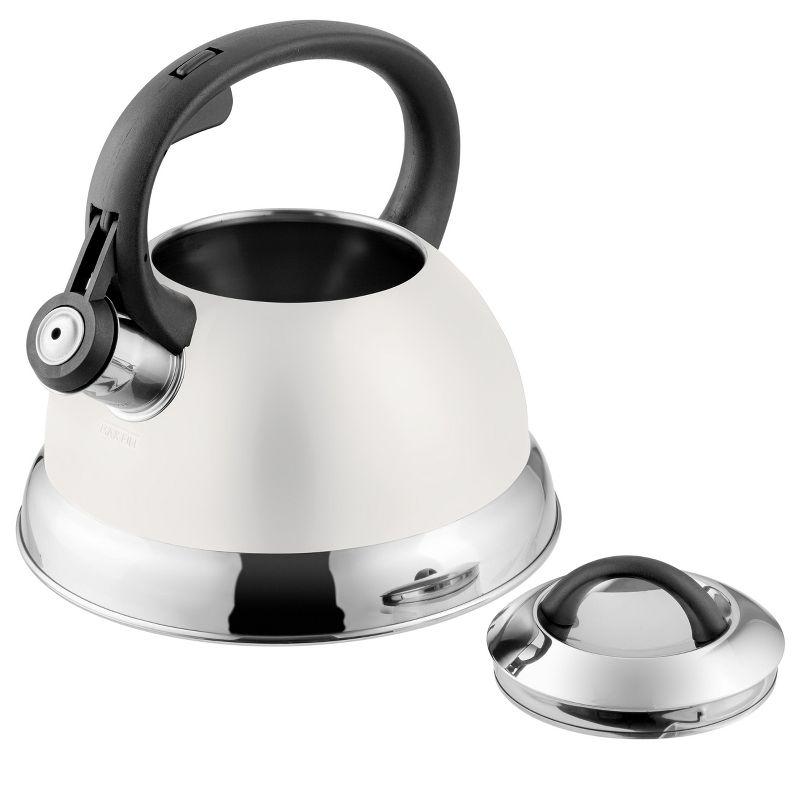 Mr. Flintshire 1.75 Quart Stainless Steel Whistling Tea Kettle in Linen