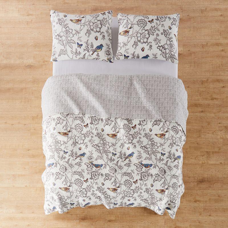 Mockingbird Gray Cotton King Reversible Quilt Set