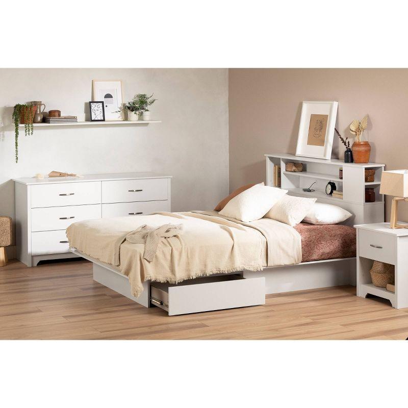 Queen Fusion Bookcase Headboard Pure White - South Shore