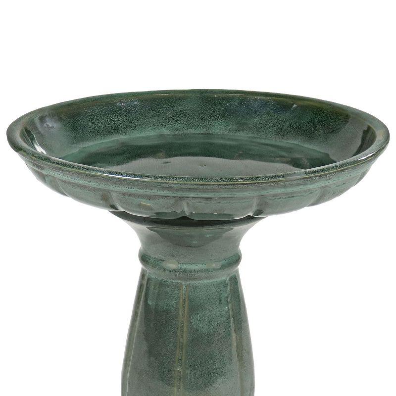 Lark Manor™ Aubriela Freestanding Ceramic Outdoor Bird Bath, UV-Resistant Green Mist Finish