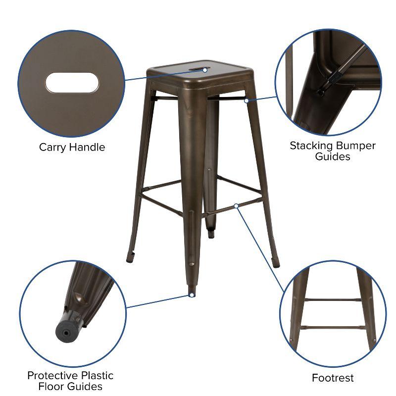 Flash Furniture 30" High Metal Indoor Bar Stool in Gun Metal Gray - Stackable Set of 4