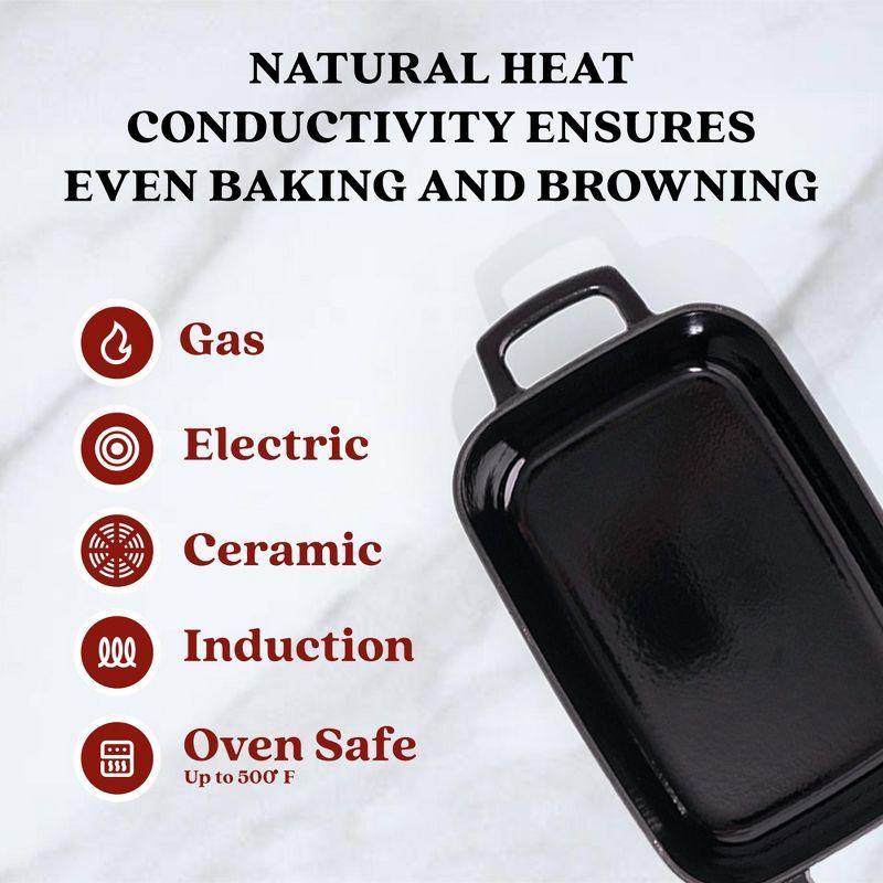 Alva Alva Nori Enameled Cast Iron Dutch Oven Dish Roasting Pan Rectangular Nonstick Stove-to-Table Enamel Coated Pot, Non Toxic, Compatible with All Stovetops, Oven Safe & Induction Safe