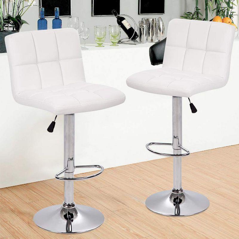 Bar Stools 1 Set Of 2, Counter Height Bar Stools, Square Cushion Bar Stools With Back, Footstool, Cafe, 2 Pieces