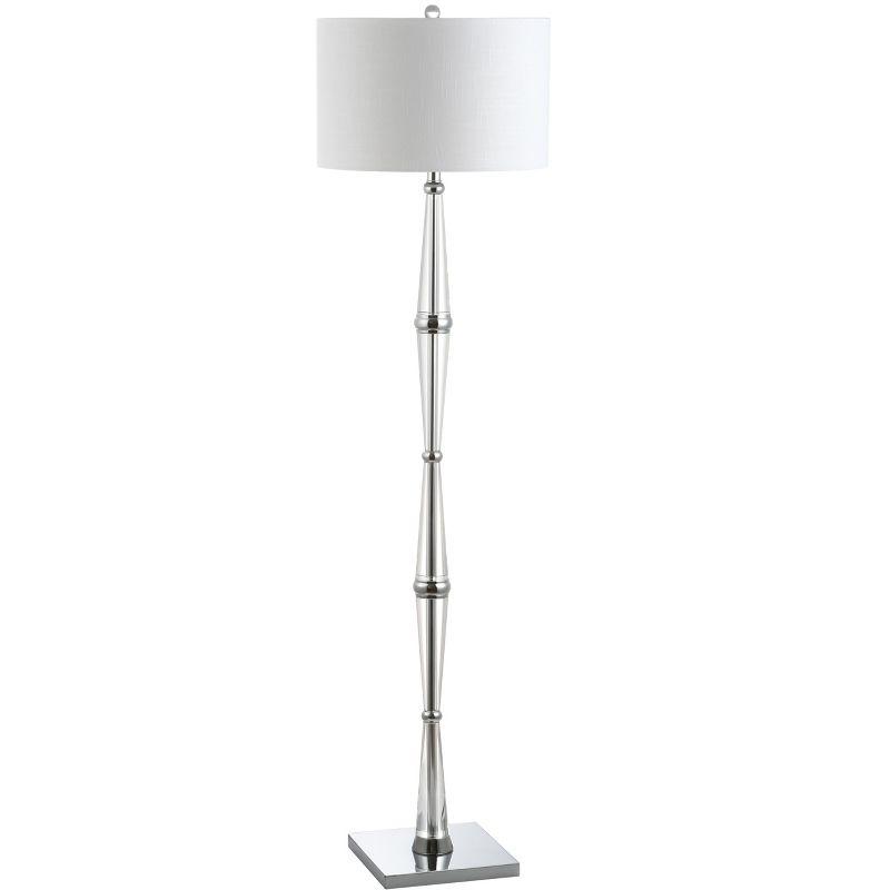 Francine 60" Crystal Chrome Floor Lamp with White Drum Shade