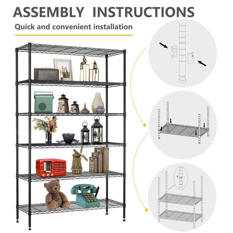 FDW Wire Shelving Unit Heavy Duty Storage Rack Metal Shelf Garage Organizer Wire Rack,Black