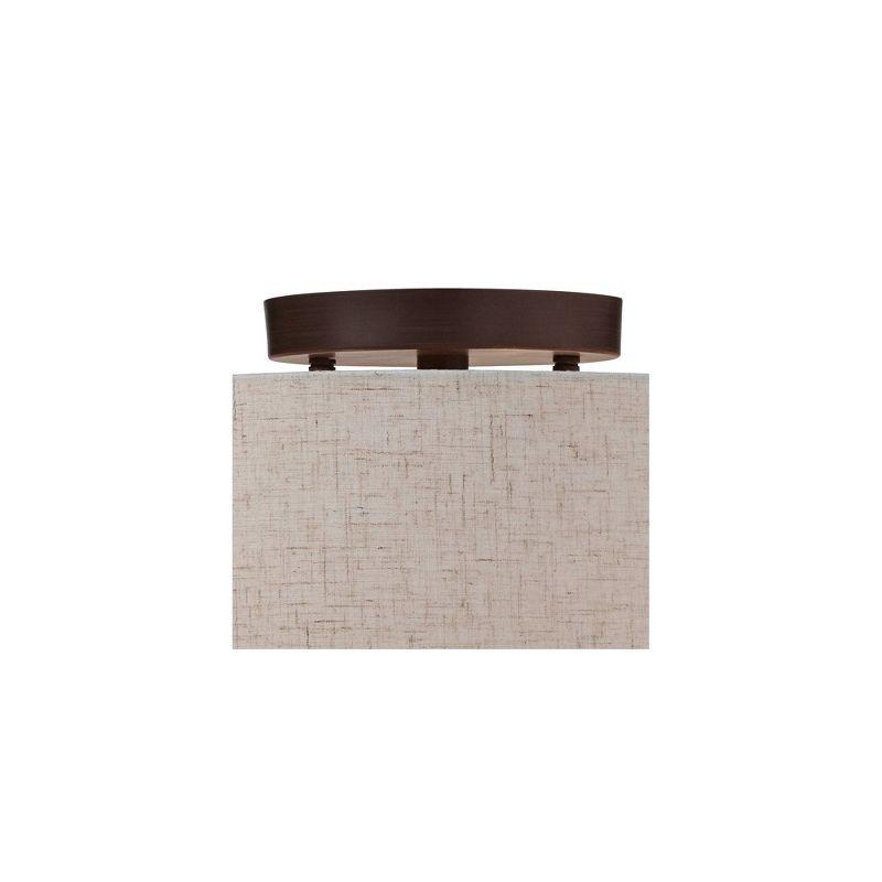 Regency Hill Sylvan Modern Ceiling Light Semi Flush Mount Fixture 14" Wide Bronze 3-Light Oatmeal Fabric Drum Shade for Bedroom Kitchen Living Room