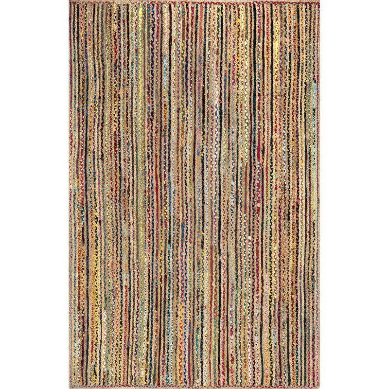 Nuloom Aleen Striped 5x8 Jute Indoor Area Rug for Dining Room Rug Neutral Rug Living Room Rug Kitchen, Multicolor