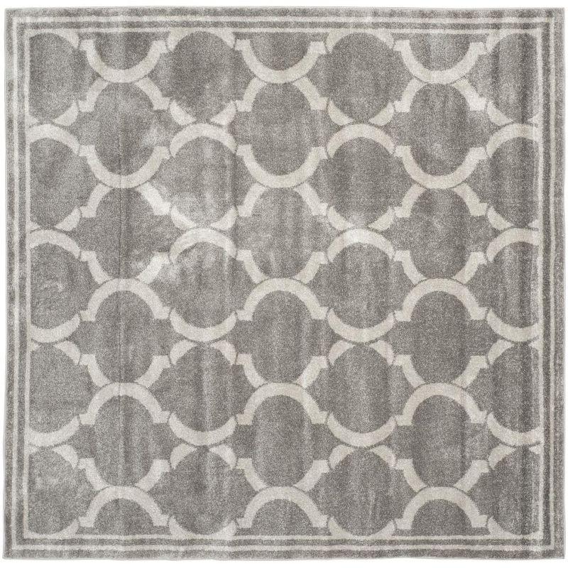 Elegant Grey & Light Grey Trellis 7' Square Washable Area Rug