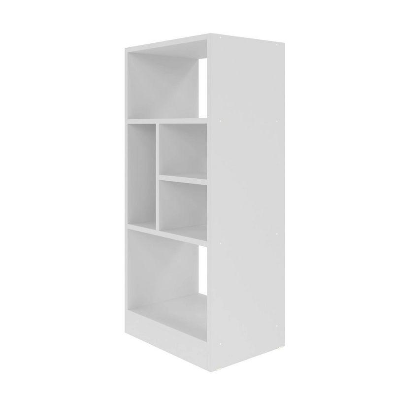 35.43" Valenca 5 Shelf Bookcase White - Manhattan Comfort: Particle Board Open Back, Fixed Shelves Storage