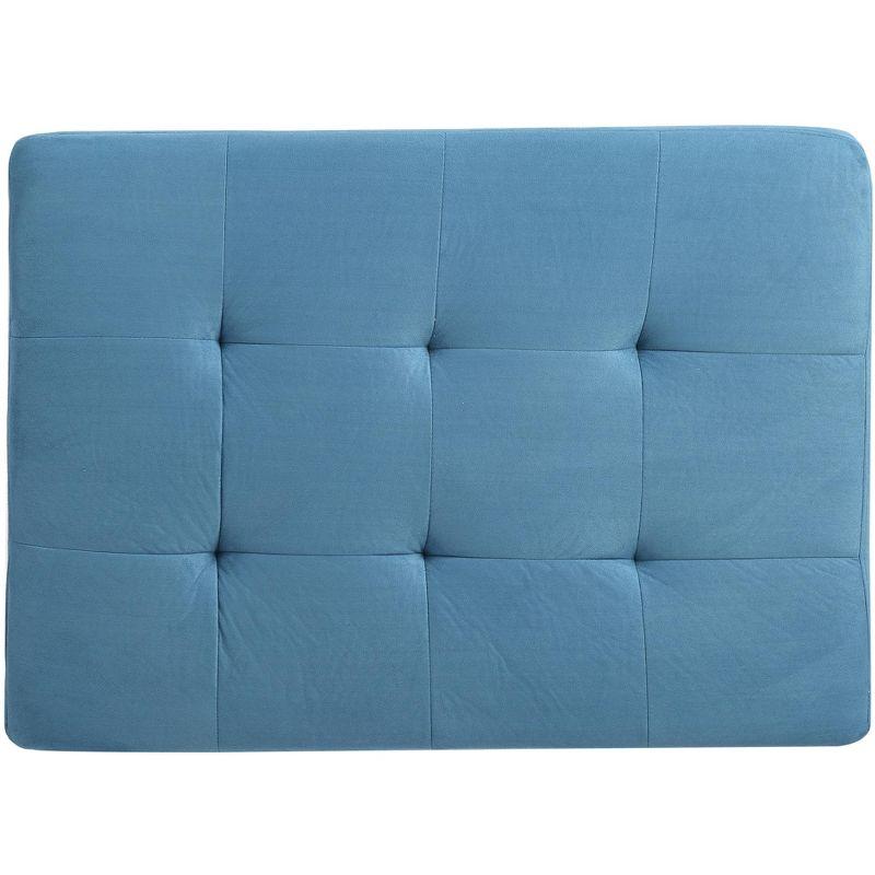 Malone Aqua Tufted Ottoman with Wood Frame